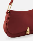 Bolso de hombro de piel color vino para mujer