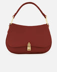 Bolso de hombro de piel color vino para mujer