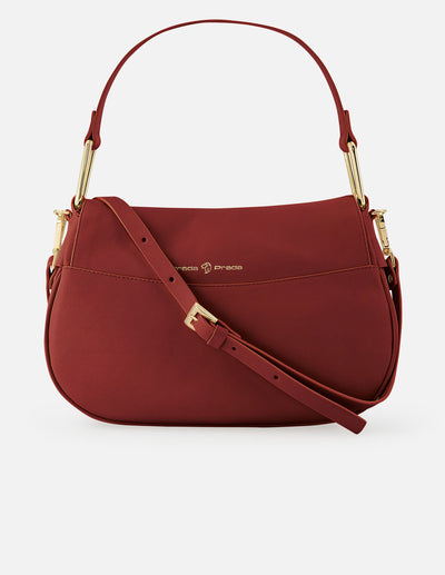 Bolso de hombro de piel color vino para mujer