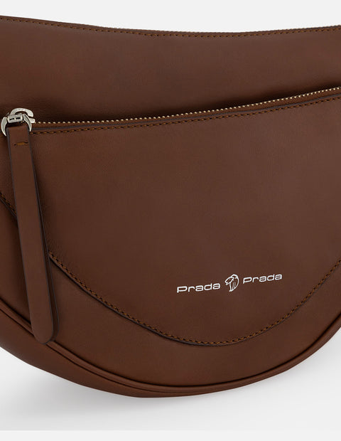 Bolso bandolera de piel color caoba para mujer