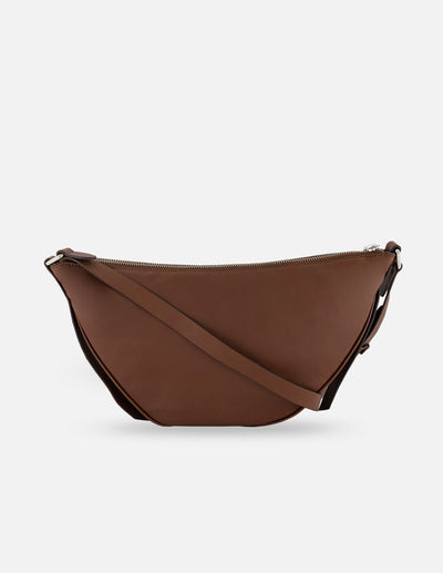 Bolso bandolera de piel color caoba para mujer