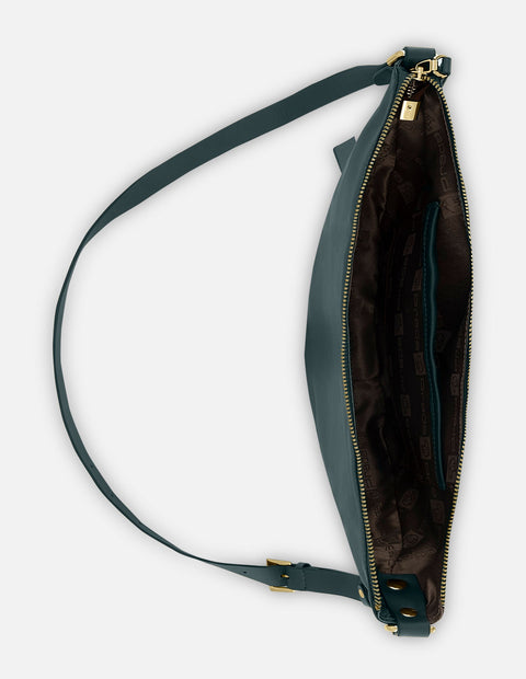 Bolso bandolera de piel color verde para mujer