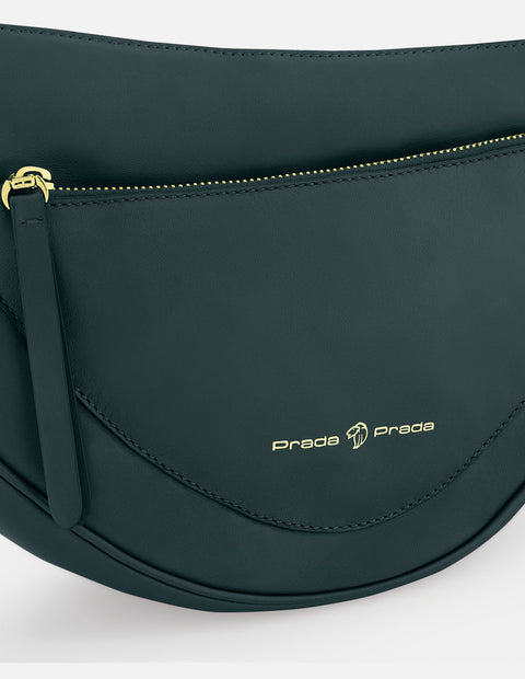 Bolso bandolera de piel color verde para mujer