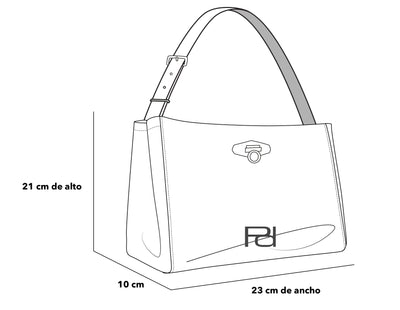 Bolso de hombro de piel color negro para mujer con detalle Pd