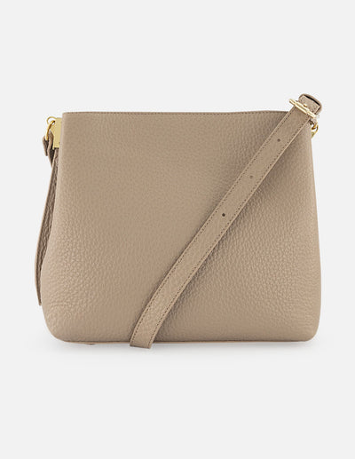 Bolso de hombro de piel color beige para mujer con detalle Pd