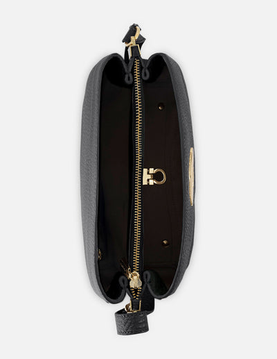 Bolso de hombro de piel color negro para mujer con detalle Pd