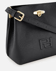 Bolso de hombro de piel color negro para mujer con detalle Pd