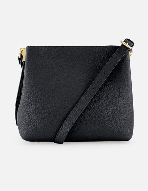 Bolso de hombro de piel color negro para mujer con detalle Pd