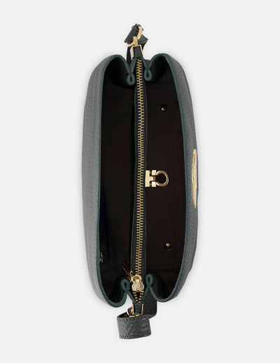 Bolso de hombro de piel color verde para mujer con detalle Pd