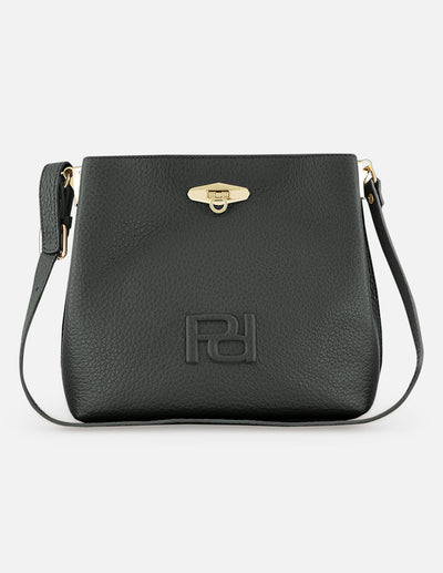 Bolso de hombro de piel color verde para mujer con detalle Pd