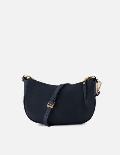 Bolso de hombro de piel napa color azul para mujer