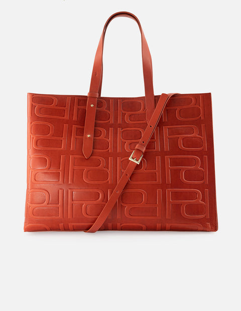 Bolso shopping de piel color naranja para mujer