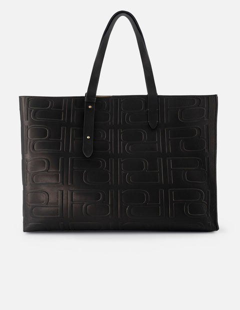 Bolso shopping de piel color negro para mujer