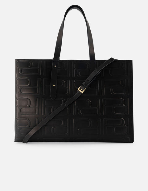 Bolso shopping de piel color negro para mujer
