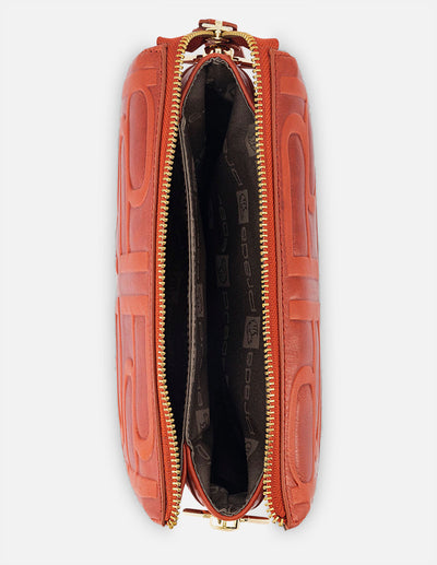 Bolso bandolera de piel color naranja para mujer