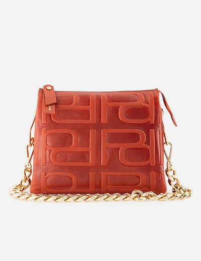 Bolso bandolera de piel color naranja para mujer
