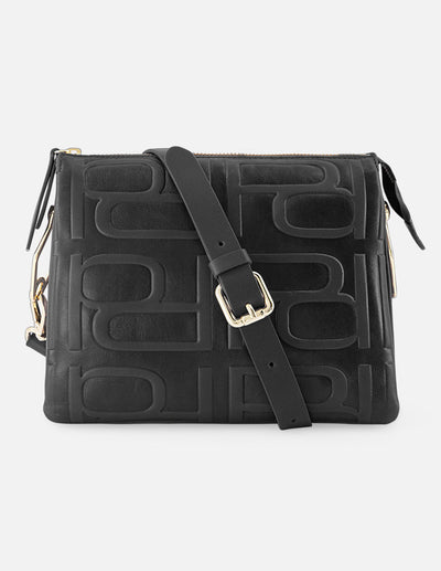 Bolso bandolera de piel color negro para mujer