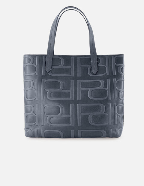 Bolso shopping de piel color azul para mujer