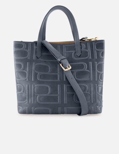 Bolso shopping de piel color azul para mujer