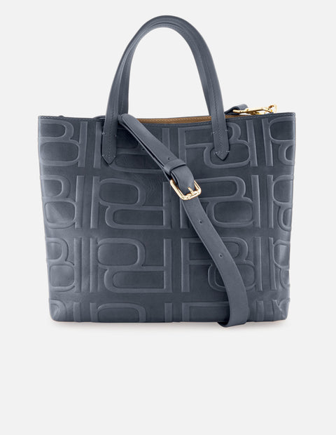 Bolso shopping de piel color azul para mujer