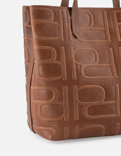 Bolso shopping de piel color caoba para mujer
