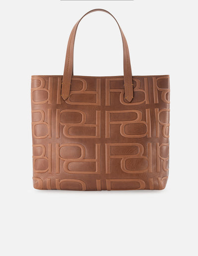 Bolso shopping de piel color caoba para mujer