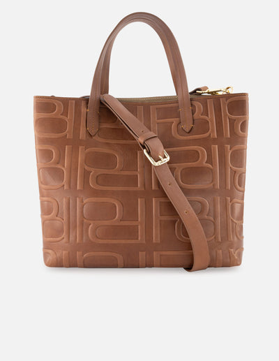 Bolso shopping de piel color caoba para mujer