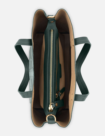 Bolso shopping de piel color verde para mujer