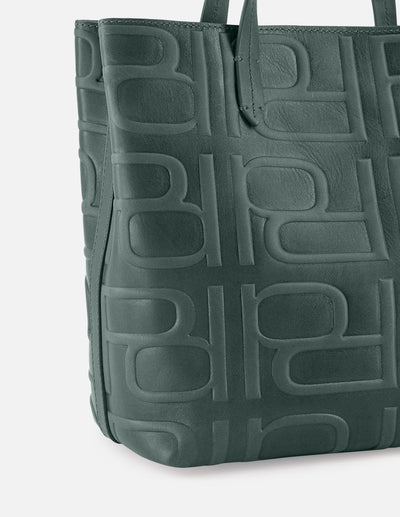 Bolso shopping de piel color verde para mujer