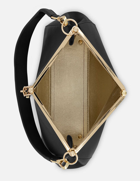 Bolso de mano de piel color negro para mujer