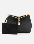 Bolso de mano de piel color negro para mujer