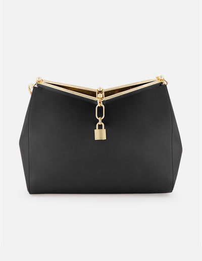 Bolso de mano de piel color negro para mujer