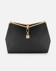 Bolso de mano de piel color negro para mujer