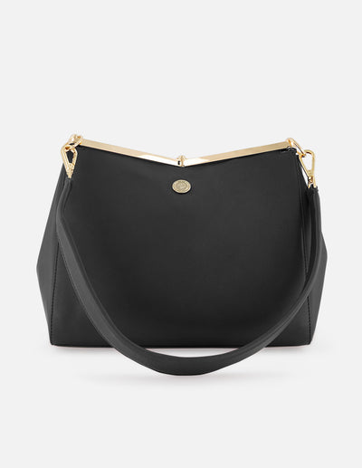Bolso de mano de piel color negro para mujer