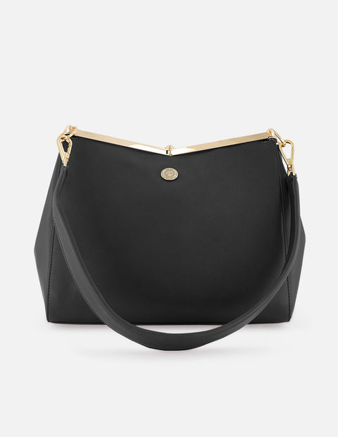 Bolso de mano de piel color negro para mujer