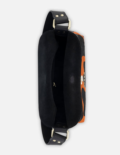 Bolso de hombro de pelo color naranja para mujer con detalles de apariencia jirafa