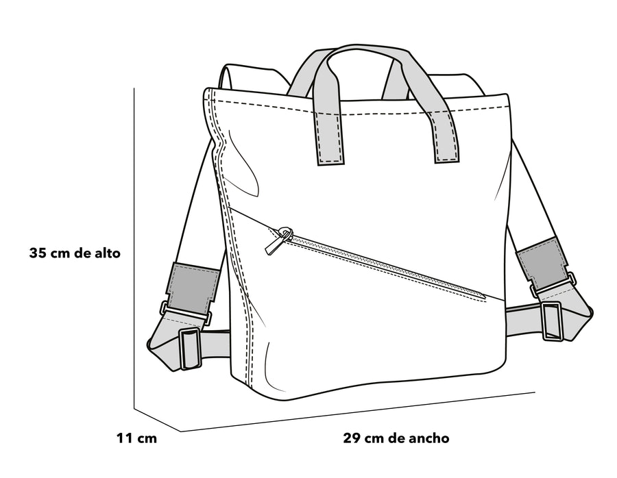 Bolso multifuncional de textil color plomo para mujer