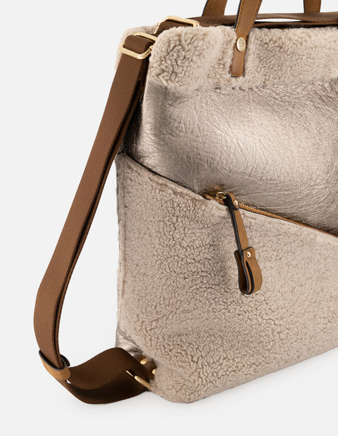 Bolso multifuncional de textil color plomo para mujer