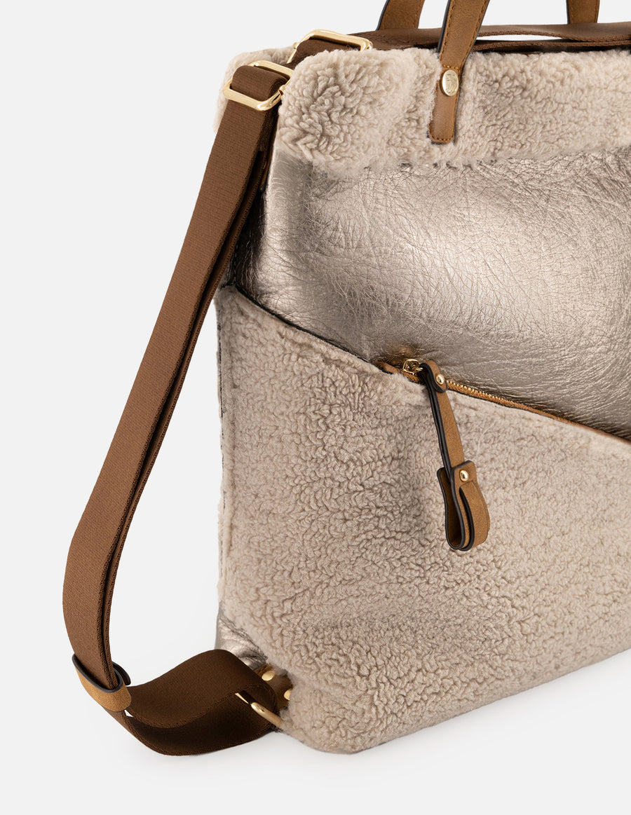 Bolso multifuncional de textil color plomo para mujer