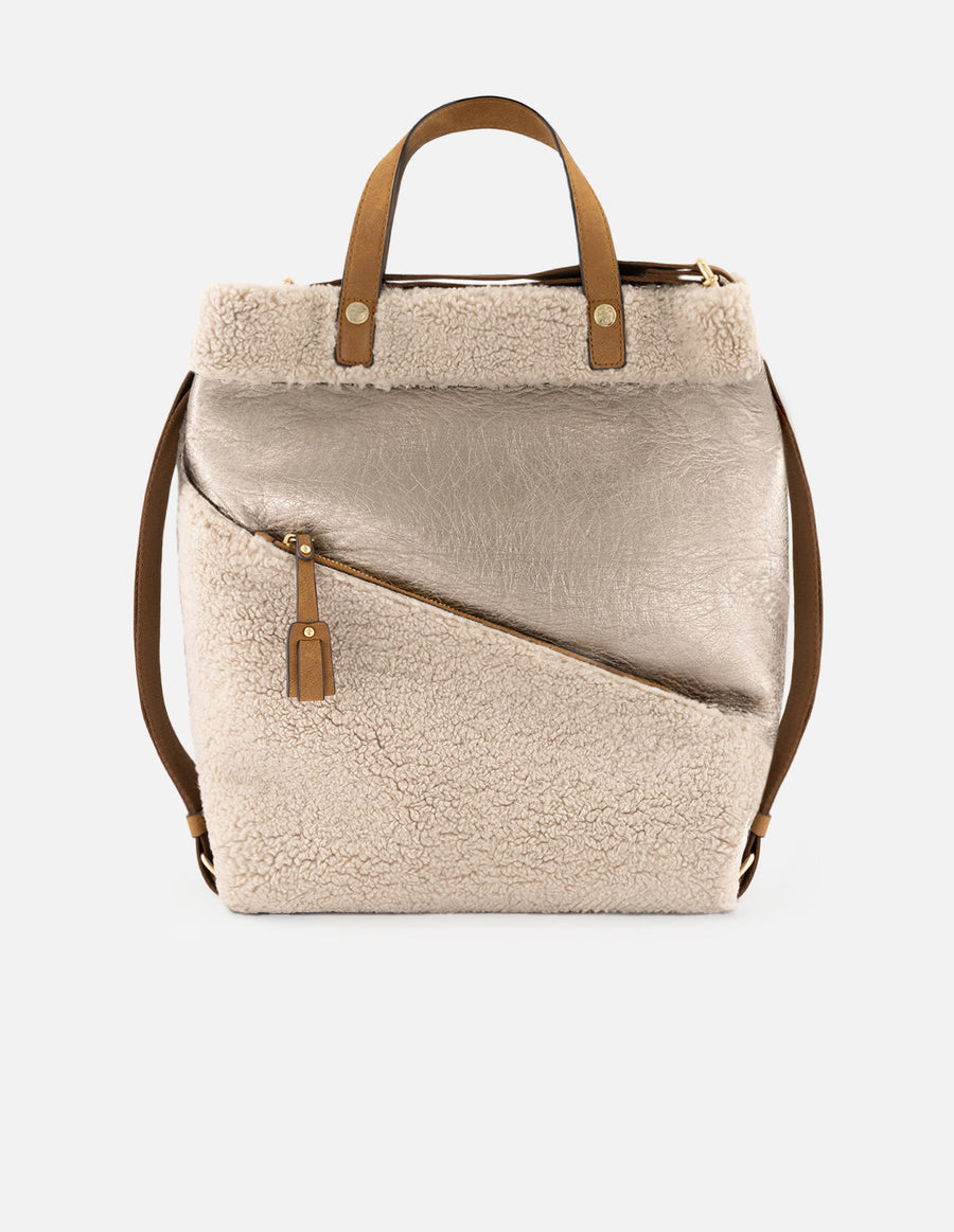 Bolso multifuncional de textil color plomo para mujer