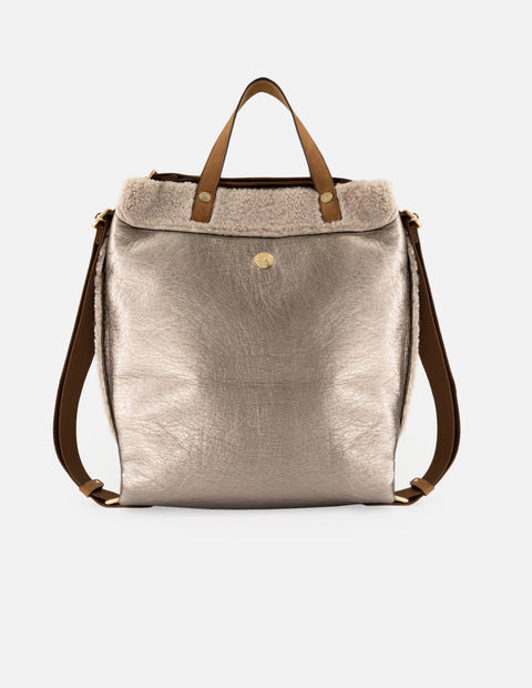 Bolso multifuncional de textil color plomo para mujer