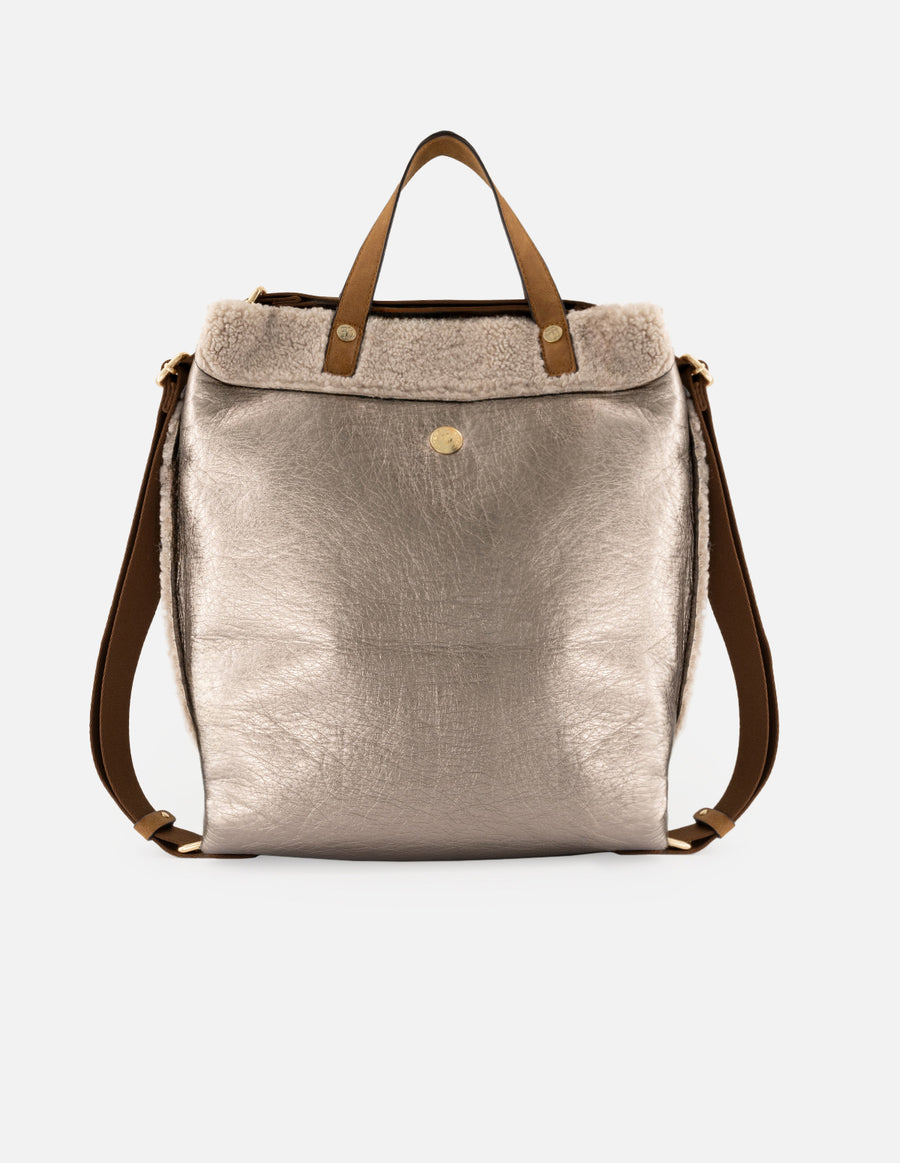 Bolso multifuncional de textil color plomo para mujer