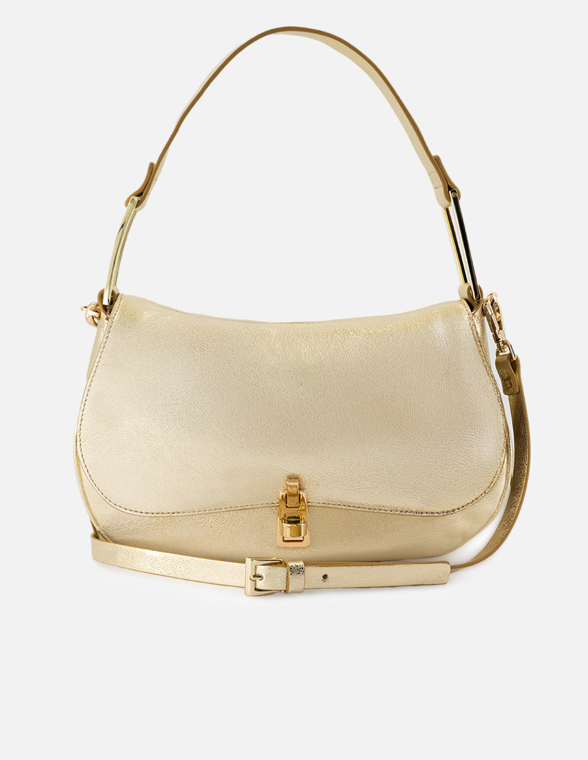 Bolso de piel color plata metalizada para mujer