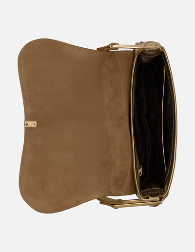 Bolso de piel color plata metalizada para mujer