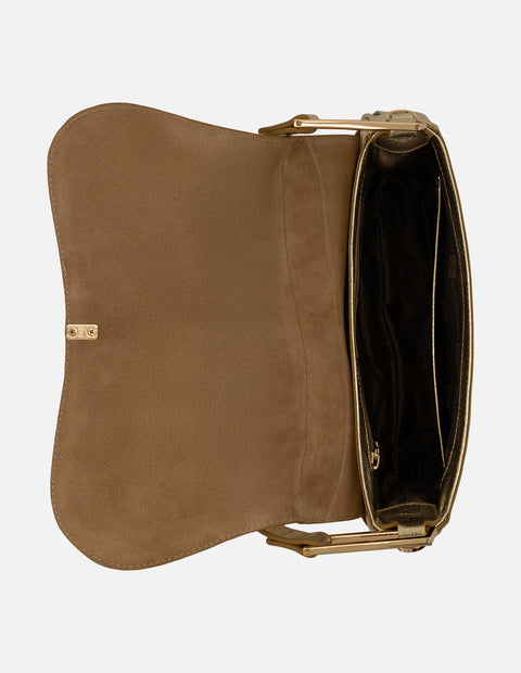 Bolso de piel color plata metalizada para mujer