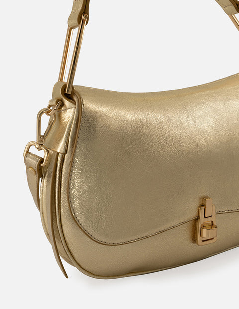 Bolso de piel color plata metalizada para mujer