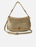 Bolso de piel color plata metalizada para mujer