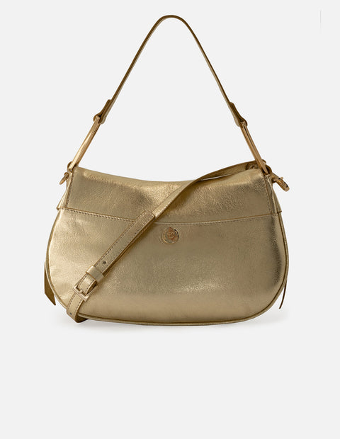 Bolso de piel color plata metalizada para mujer