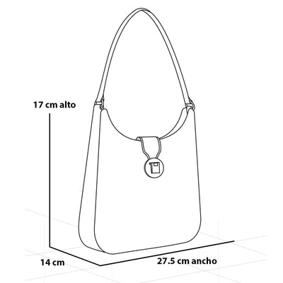 Bolso de hombro en piel bombeada para mujer color cuero con grabado tipo serpiente