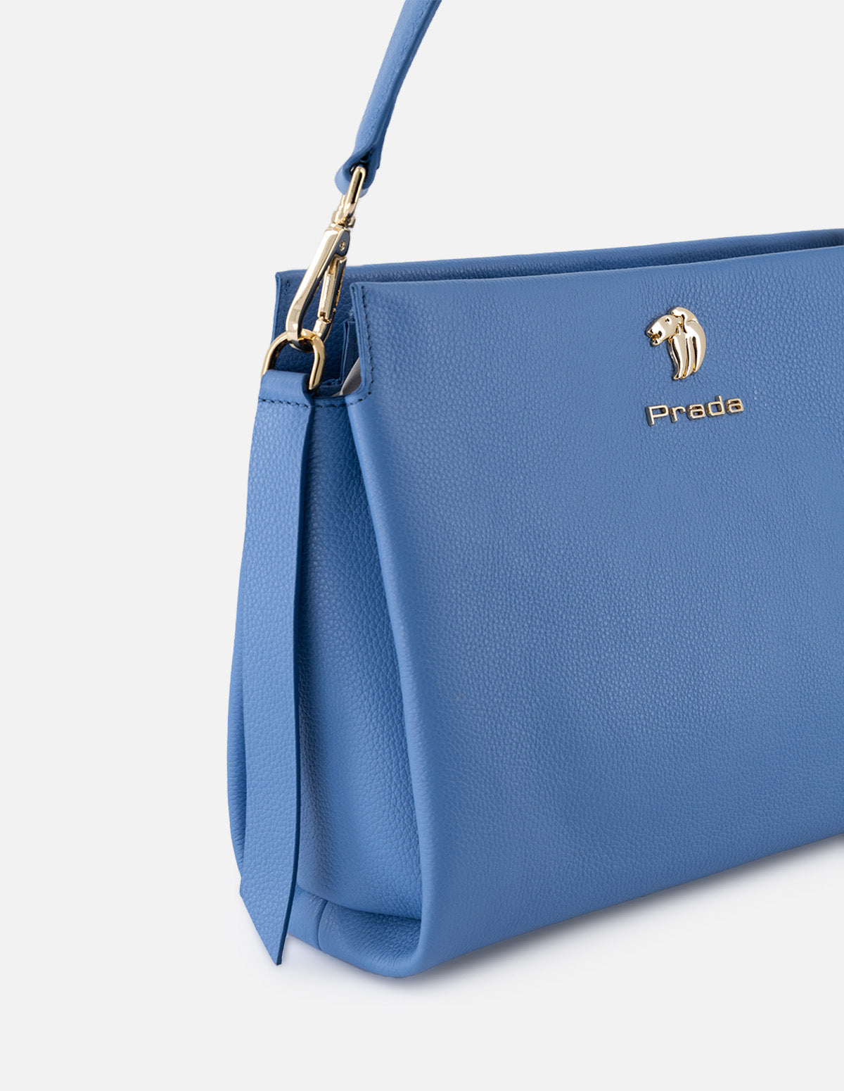 Bolso de hombro de piel para mujer color azul con correa ajustable